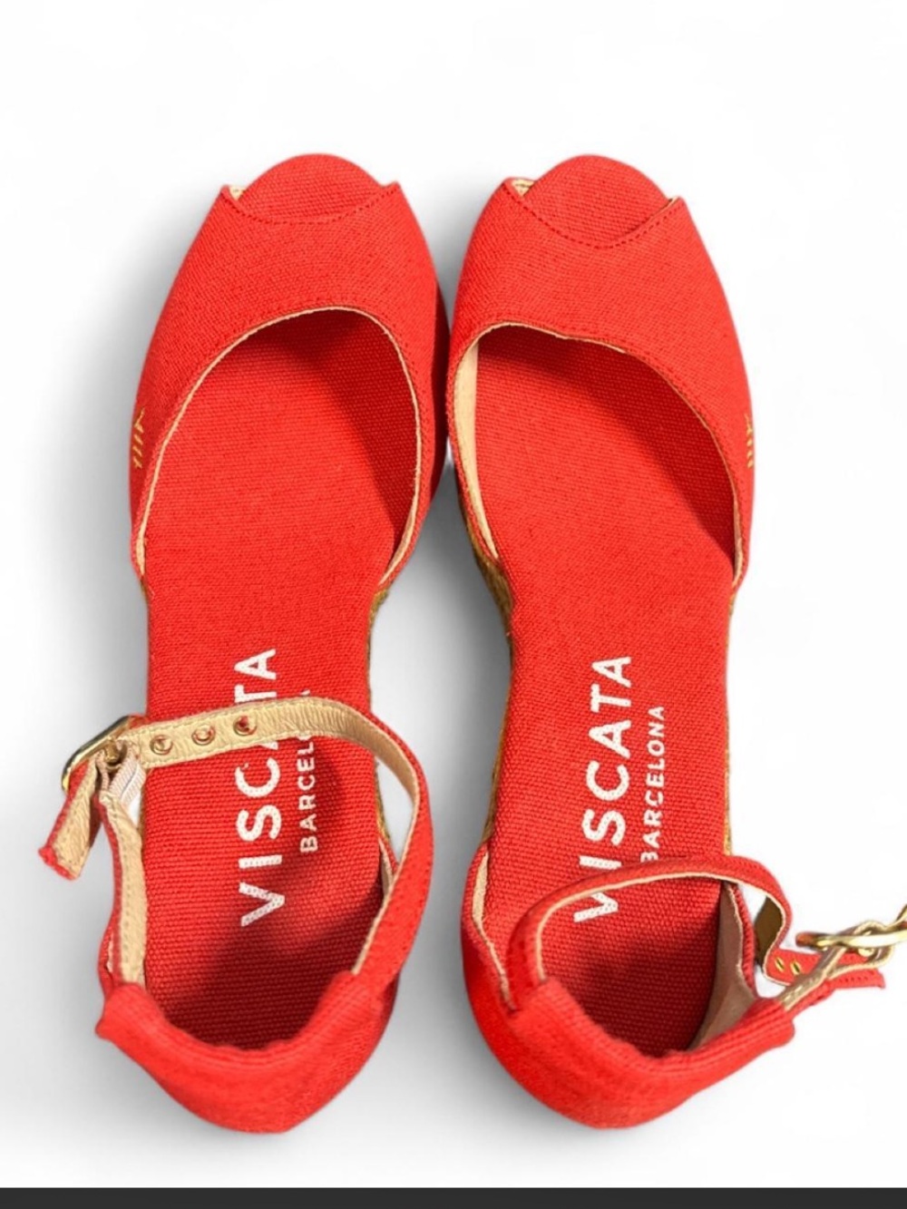 Viscata Barcelona Red Espadrille Ankle-Strap Flats